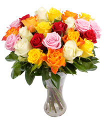 Vivid mix color roses bouquet 