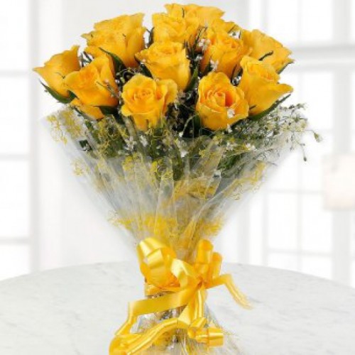 Bright and beautiful bunch of 12 Yellow Roses