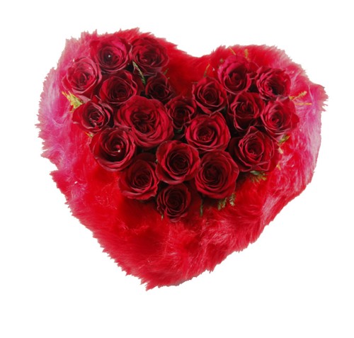 Heart shape arrangement of 25 Red roses 