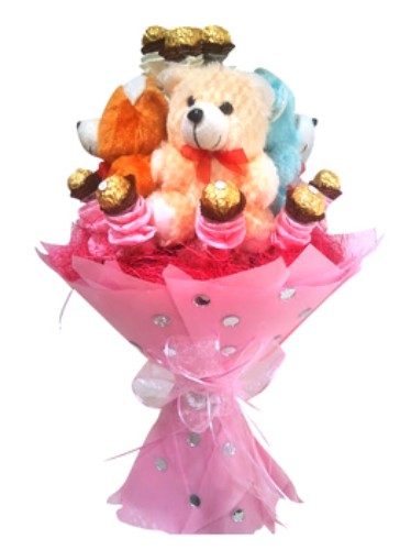 Bouquet of Teddy with Ferrero Rocher chocolate