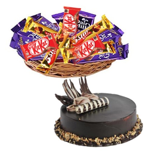 Basket of 12 Mix Chocolates with 1/2kg Choco Walnut Cakes