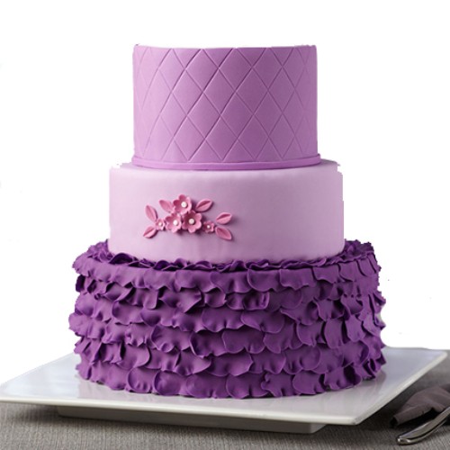 5Kg 3 Tier Purple Fondant Cake 